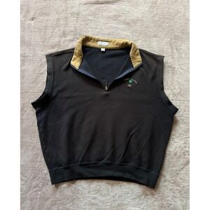 Peter Millar Mens Golf Vest Pullover Palmero Club Sleeveless 1/4 Zip Black‎ Sz M